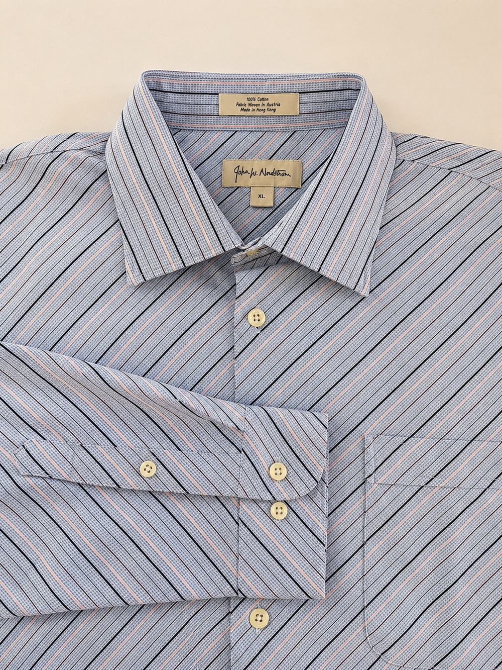 John W. Nordstrom XL Textured Stripe Button-Down Shirt – 100% Cotton